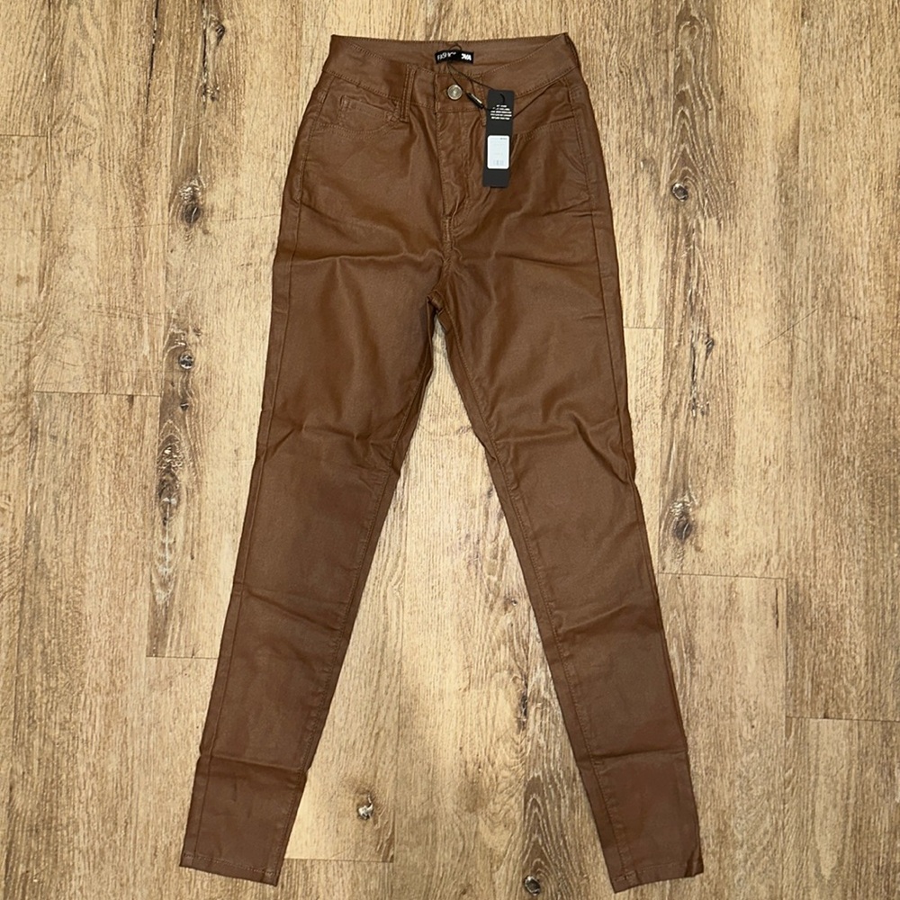 Brown Leather Jeans SZ Small Fashion Nova New With Tags